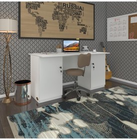 Resim Kenzlife Ofis Masası Masi Oka Byz 75 160 80 Kilitli Kapaklı Dolap Çiftli Bilgisayar Çalışma Masası 