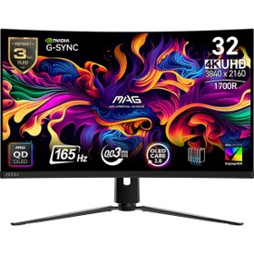 Resim MSI MAG 321CUP QD-OLED 31.5 3840x2160 UHD 165Hz 0.03 ms HDMI DP Type-C HDR 400 G-Sync Curve 1700R QD-OLED Gaming Monitör 