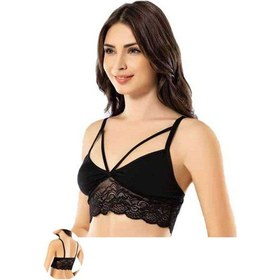 Resim Kota 6 Adet Dantelli Çapraz İpli Tül Model Büstiyer Açık Kahverengi 