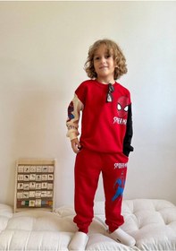 Resim Jolly Kids Erkek Çocuk Karakter Baskılı Blok Renkli Sweatshirt Takım Kırmızı 