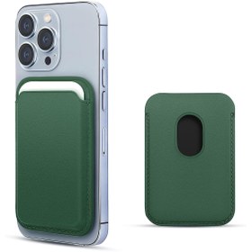 Resim Apple Iphone 14 Pro Max Leather Wallet Magsafe Yeşil 