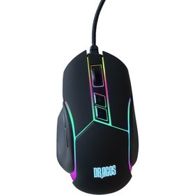 Resim Dragos NeonStorm M10K 10400 DPI Usb RGB Gaming Optik Makrolu Siyah Kablolu Mouse Dragos