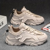 Resim Erkek Modası Bej Sneaker'lar - Kaymaz Kauçuk Tabanlı, Hafif ve Nefes Alabilen Dış Mekan Aktiviteleri, Spor ve Fitness Eğitimi İçin Şık Bağcıklı Rahat Ayakkabılar | Bağcıklı Spor Ayakkabılar | Kauçuk Taban 