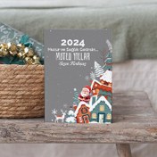 Resim Yılbaşı Noel Baba Temalı Kişiye Özel Kartpostal 