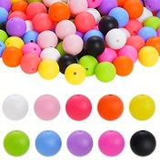 Resim 20/50/100 adet Küçük Silikon Boncuklar, 9mm Silikon Boncuklar Odak Boncukları Kauçuk Yuvarlak Boncuklar Karışık Renk Silikon Boncuklar DIY ve Anahtarlık Aksesuarları için Toptan Silikon Boncuklar El Sanatları Yapımı 