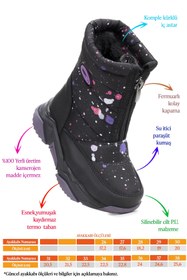 Resim Kiko Kids Mars Fermuarlı Kız Çocuk Kar Botu Siyah - Pembe 