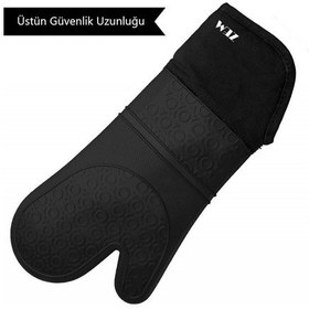 Resim Profesyonel Silikon Fırın Eldiveni, Siyah, Zem 