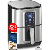 Resim Goldmaster Vena 7 Litre Inox Geniş Hazneli Xxl Dokunmatik 8 Ön Ayarlı Airfryer Sıcak Hava Fritözü GM8404 