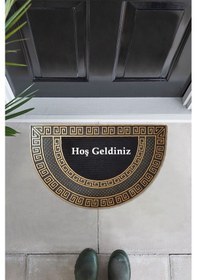 Resim Arım Ay Modeli Welcome Yazlı Kapı Önü Paspası Gümüş Rengi Evimize Hoş Geldiniz Yazalı Altın 