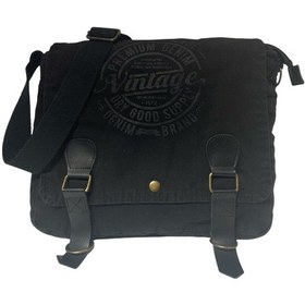 Resim Old Cotton Cargo Vintage Salaş Kaliteli Unisex Günlük Gezi Kamp Okul Postacı Omuz Çantası San Diego 32 Cm X 25 Cm Siyah - Gri 