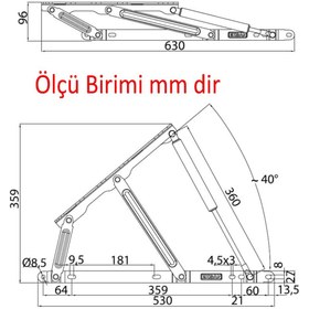Resim Badem10 Baza Kapak Makası Gazlı Amartisör Piston 40° Siyah Boyalı Standart Geniş Kollu 1 Çift Yatak Sağ Sol 