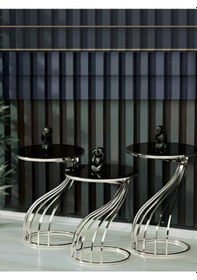 Resim 3'lü Jura Zigon Sehpa Seti Gümüş Ayak Siyah Cam Gümüş-siyah 