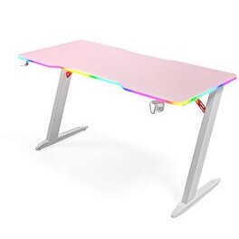 Resim Karr Gaming Thunder RGB Aydınlatmalı 140x65 CM Oyuncu Masası Pembe 