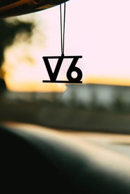 Resim mufamet Metal V6 Motifli Dikiz Aynası Süsü Oto Aksesuar Araba Süsü 