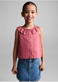 Resim MANGO Kids Keten karışımlı düğmeli bluz 