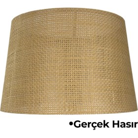 Resim Normadia Şık Hasır Hazeran Rattan Doğal Lambader Şapkası, Şıklığınızı Tamamlar 