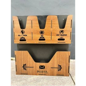 Resim Modern Siyah Ahşap Posta Kutusu ve Fatura Kutusu, Şık ve Dayanıklı Tasarım 