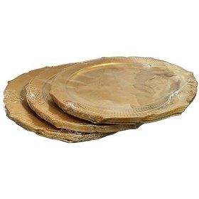Resim Omeyva Davet Parti Sunum Doğum Günü Altın Renkli Sert Plastik Mika Tabak - 22 Cm. -6 Adetlik 3 Paket Altın 