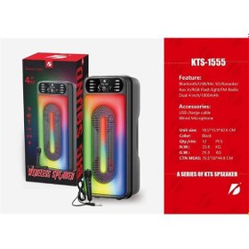Resim KTS-1555 Siyah Mikrofonlu Bluetooth-Fm-Usb Küçük El Anfisi Usb 