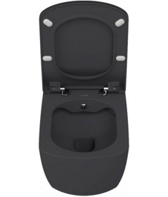 Resim Creavit Elegant Rim-off Duroplast Yavaş Kapanan Klozet Kapaklı Mat Antrasit Set 