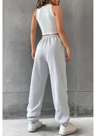 Resim Yazlık Bol Salaş Eşofman Altı Açık Gri 