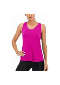 Resim Ghassy Co. Kadın Racerback Sırt Açık Yarı Fileli Antrenman Yoga Koşu Spor Atlet Tank Tops 1780 001 Fuşya 