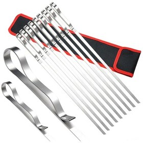 Resim Singree 10'lu Paslanmaz Çelik Barbekü Şiş Seti - Pratik Taşıma Çantası İle Birlikte 