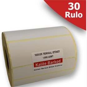 Resim Kalite Barkod 100x35 Termal Etiket 30 Rulo Barkod Etiketi 