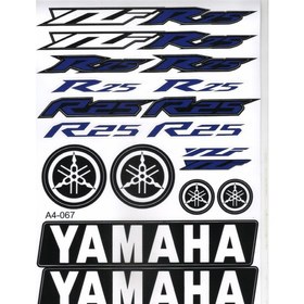 Resim Yamaha R25 Mavi A4 Üniversal Etiket Seti 