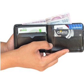 Resim Premium Serisi Özel Kutulu Lüks Deri Klasik Cüzdan Kemer Kartlık Ve Saat Erkek Seti Lacivert 