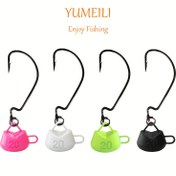 Resim 10 Adetlik Kurşun Başlı Olta İğnesi Seti, El Çantası Su Şişelerini Andıran, Daha Büyük Karışık Renkli Entegre Kurşun İğneler İçeren, Yumuşak Yemlerle Kullanım İçin Tasarlanmış, Hem Tatlı Su Hem de Tuzlu Su İçin Uygundur. 