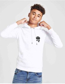 Resim Tshirthane Silhouette Rose Baskılı Unisex Çocuk Kapüşonlu Beyaz Sweatshirt 