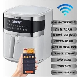 Resim Çelik Wifi Akıllı Hava Fritözü 7.5l Xxl, Yağsız Pişirme Keyfi 