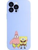 Resim mooodcase Iphone 13 Pro Uyumlu Sünger Bob Ve Patrickstar Desenli Kamera Lens Korumalı Darbe Emici Silikonlu La 