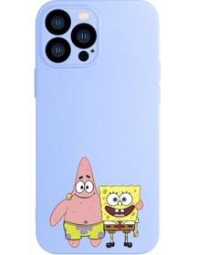 Resim mooodcase Iphone 13 Pro Uyumlu Sünger Bob Ve Patrickstar Desenli Kamera Lens Korumalı Darbe Emici Silikonlu La 