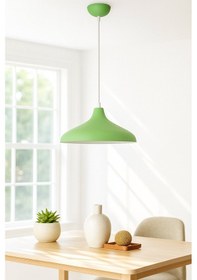 Resim Nil Yeşil Içi Beyaz Renk Özel Tasarım Modern Dekoratif Cafe Sarkıt Cafe-mutfak Tekli Avize Ampulsüz Yeşil İçi Beyaz 