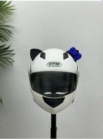 Resim Motor & Motosiklet Koyu Mavi Fiyonklu Siyah Kedi Kulak Kask Dış Aksesuarı Diğer 