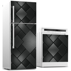 Resim Buzdolabı Ve Bulaşık Makinası Beyaz Eşya Sticker Kaplama Siyah Ta 