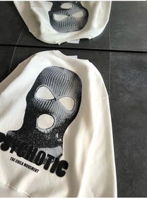 Resim Kışlık Bisiklet Yaka Baskılı Sweatshirt - Beyaz 