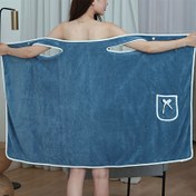 Resim 1 adet Ultra-Yumuşak Mercan Polar Giyilebilir Havlu Kadınlar için - Hafif, Modern Dikdörtgen Spa Robe, Çapraz Sırt Askıları ile, Spor Salonu, Seyahat ve Ev Kullanımı için Mükemmel, 220g/ , Polyester 85., Naylon 15., Örgü Kumaş, Düz Renk, Spa Havlu | Modern Robe | Polyester Karışımı Havlu 