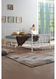 Resim Lalas Tek Kişilik Ferforje Metal Karyola-beyaz Ahşap Latalı 