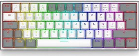 Resim Redragon K616 Fizz PRO RGB Red Switch 2.4GHz Kablosuz Türkçe Mekanik Oyuncu Klavyesi Beyaz, Gri 
