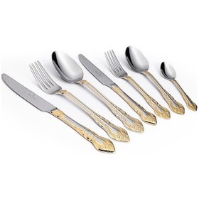 Resim Maxx Doria Rome G Decorated 6 Kişilik 42 Parça Çatal Kaşık Bıçak Takımı Pa1069 Gold 
