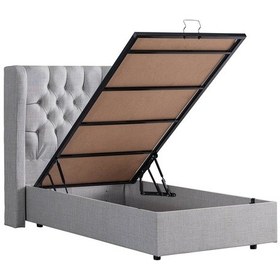 Resim Setaymobilya Baza, Riga Tek Kişilik Baza + Başlık + Comfort Yatak, Açık Gri 