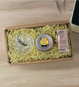 Resim Bk Gift Kişiye Özel İsimli Dtf Baba Temalı Cam Kahve Fincanı + Türk Kahvesi + Gümüş Kutuda Mum Set 12 
