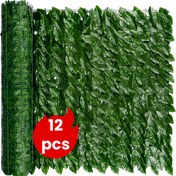 Resim 12 Adet Yapay Premium Sarmaşık Paneli - 600cm x 50cm veya 300cm x 100cm UV Dayanıklı Sahte Sarmaşık Gizlilik Çiti, İç/Dış Mekan Kullanımı için Dayanıklı Plastik Yeşil Ekran, Kolay Asılan Duvar Dekoru, Teras, Bahçe, Balkon, Arka Bahçe için Doğal Görünümlü Sarkan Sarmaşıklar, Şükran Günü Dış Mekan Süslemesi için Mükemmel 