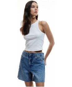 Resim Koton Düğmeli Cep Detaylı Mini Rahat Kalıp Denim Şort Orta İndigo 5sal40002md Indigo 
