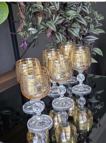 Resim Konyax 150 Cc Kahve Yanı Su Bardağı 6 Parça Lüsterli Amber Alda Çok Renkli 