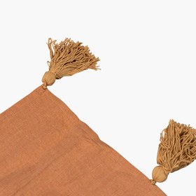 Resim Terracotta Keten Palmiye Nakışlı Runner 