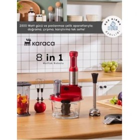 Resim Karaca Sebze, Et ve Meyve Dilimle Doğra Karıştır Rendele Çırp Smoothie Yap 6 Bıçaklı 2500W Yüksek Güçlü Premium Mutfak Robotu & Blendır Inox 